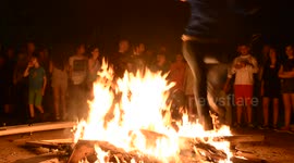 Saint John’s Eve bonfires celebrating summer solstice in Madrid
