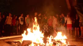 Saint John’s Eve bonfires celebrating summer solstice in Madrid