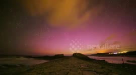 Northern Lights in skies over Cornwall, UK