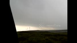 Lightning strikes near Beinn Ghrideag, Stornoway, 1/7/2014