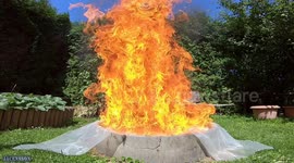 YouTuber makes his own fiery geyser in their backyard