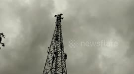 Mentally deranged youth climbs mobile tower in central India