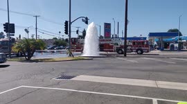 Car Accident Causes Massive Water Geyser In Lomita, California, USA