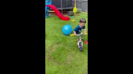 UK parents create a homemade Olympics course for their 2-year-old son