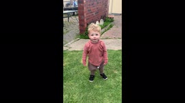 Little boy playing catch