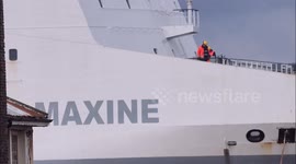 New Calais to Sheerness freight ferry berth test in Kent, UK