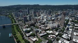 Aerial View Of The Downtown Portland In Oregon, US
