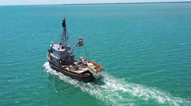 Fishing boat sails out to sea, departing from Yavaros port. sardine boat. Yavaros Bay and Yavaros-Moroncarit estuary are located in the municipality of Huatabampo Sonora Mexico