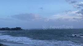 Typhoon Lupit waves slams into Hayama-machi, Kanagawa coast in Japan