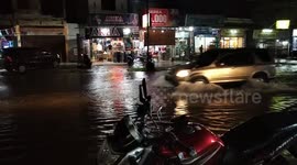 Heavy Rain Cause Water to Pool on the Road