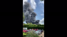 Thick smoke clouds rise into air after fuel tanker catches fire in Kent, UK