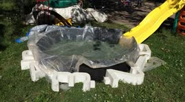 Hot day I came up with a quick creative solution on how to make a paddle pool