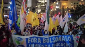 Students protest against Brazil's President Jair Bolsonaro in Sao Paulo, Brazil