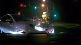 Driver causes car crash while making a left turn in California