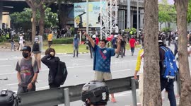 Fires break out during clashes between police and protesters in Bangkok, Thailand