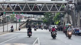Protesters target police roadblock during clashes in Bangkok, Thailand