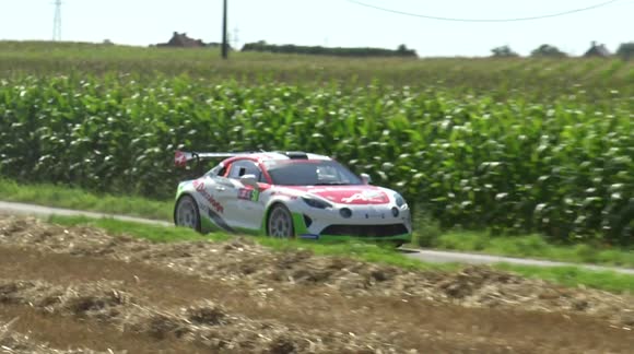 big blunder after rally car misses the bend, it goes into the canal when driving backwards. Alpine A110 Rally RGT