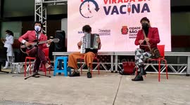 Vaccination begins for all adults at drive-thru vaccination centers in Sao Paolo, Brazil