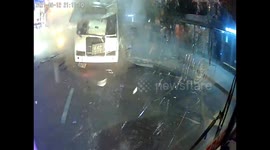 The moment a bus explodes in Voronezh, Russia