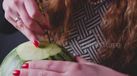 Hungarian woman makes intricate food sculptures and carvings from watermelons, cheese and avocado