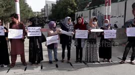 'Women together will not be sent back!' Kabul women and men gather to demand equal rights under new Taliban regime