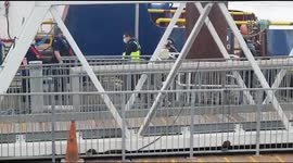 Children being escorted by British border force safely into Dover Harbour for processing 21/08/2021