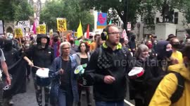 Anti police and crime bill protest setting off from parliament square in London, UK