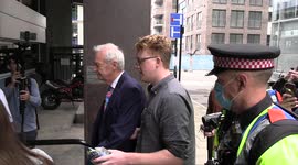 Further footage shows broadcaster Jon Snow being harangued outside ITN studios by anti-vaxxers