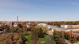 Drone Footage Of A Town During Autumn Season on A College campus