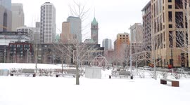 Minneapolis Park Covered In Snow near the us bank stadium