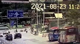 Concrete mixer truck falls from overpass in China sending driver to hospital