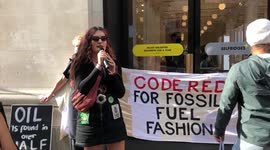 Extinction Rebellion block entrance to Selfridges and get covered in fake oil at a protest against Fossil Fuel Fashion