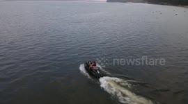 Having fun with jet skiing with drone