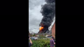 Huge fire in Leamington Spa in UK's Midlands