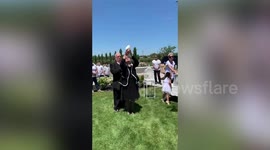 Dove released at funeral returns to family home in California the following day