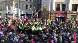 Extinction Rebellion block Mansion House junction in London