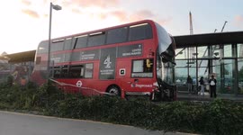 Bus Crash Outside The O2 Building In North Greenwich 