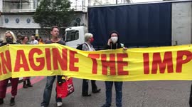 Extinction Rebellion block road outside of the Natural History Museum