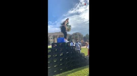 Woman takes nasty tumble attempting Milk Crate Challenge at US rapper's house