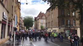 French health pass protesters rally in Metz