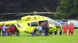 Public appearance by the Yorkshire Air Ambulance at a hot air balloon event in York,UK