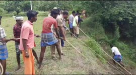 A bison calf was rescued from a 40 feet deep abandoned well in south india