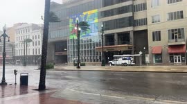 Strong wind on an empty street in New Orleans, LA, USA