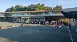 Children return to schools in Carbon-Blanc, France