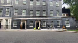 Redecoration work going on outside 10 Downing Street as observers predict cabinet reshuffle