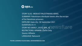 Palestinians celebrate after the escape of Six Palestinian prisoners, in front of Red Cross office.