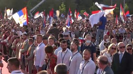 Welcoming of the Patriarch of the Serbian Church Porphyry in front of the Church of Christ's Resurrection in Podgorica, Montenegro