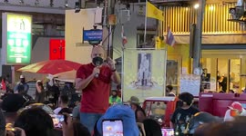 Activist gives speech at anti-government protest in Thailand