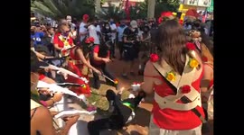 Anti Bolsonaro protesters act in the streets of Goiânia, Brazil