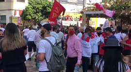 Anti-Bolsonaro protesters take to the streets of Goiânia, Brazil